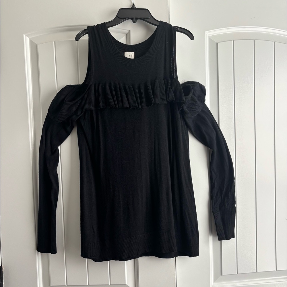 Elegant Black Ruffled Women's Top